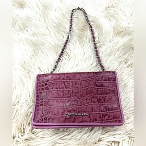 Judith Ripka Pink Croc Embossed Leather Mini Bag